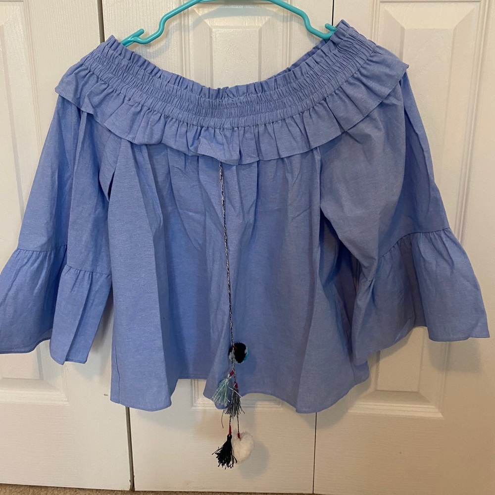 Blue off the shoulder top